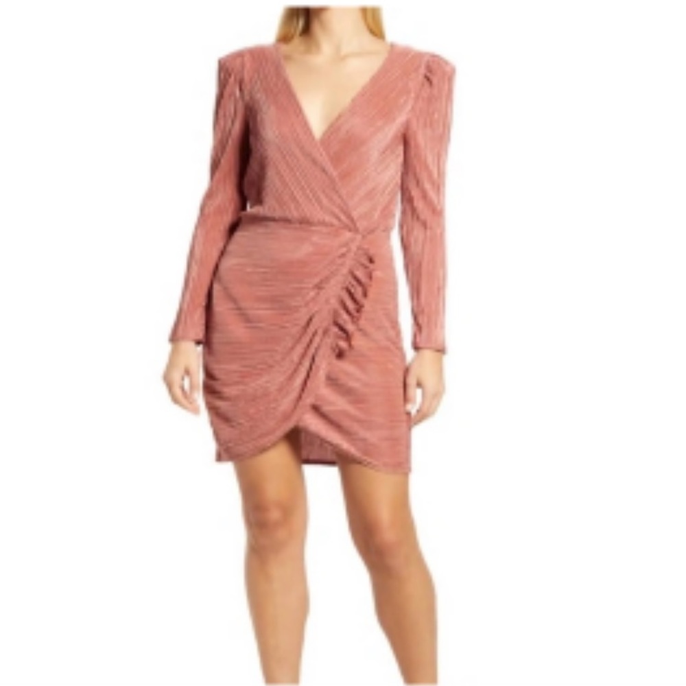 Halogen | Coral Cedar Mini Accordion Pleat Dress